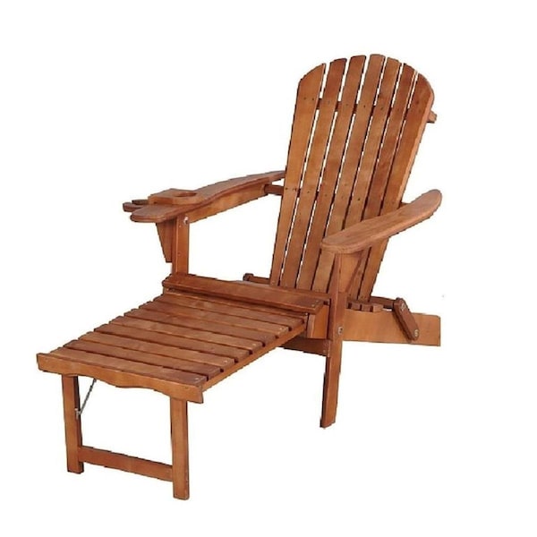 Cama Oceanic Collection Adirondack Chaise Lounge Chair Foldable, cup and glass holder, built in ottoman - CA2535414