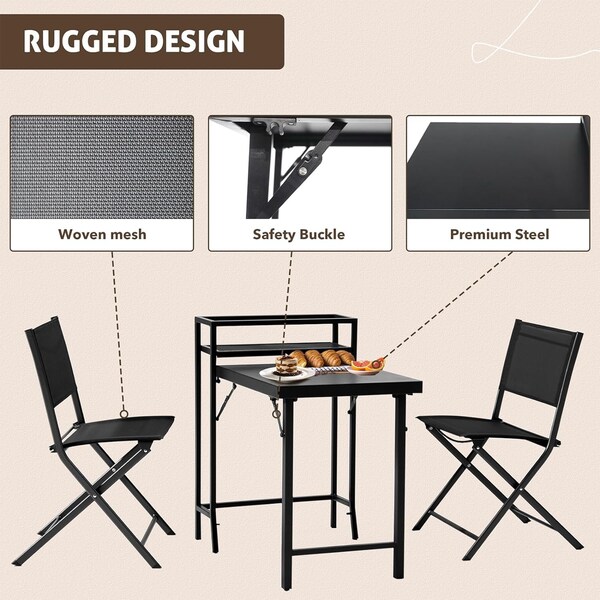 Chery Industrial 6 Pieces Folding Patio Dining Set, Outdoor Dining Sets, Garden Patio Furniture Set - AOTOFPBS00001
