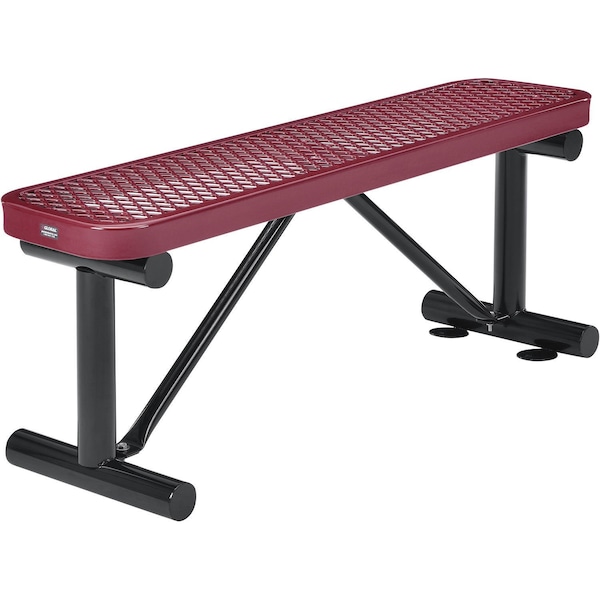 Global Industrial 48L Outdoor Steel Flat Bench, Expanded Metal, Red - 695741RD
