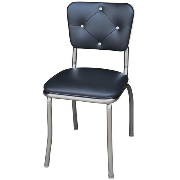 Richardson Seating Corp Richardson Seating Corp 4140BLK 4140 Lucy Diner Chair -Black- with 1 in. Pulled Seat  - Chrome - 4140BLK