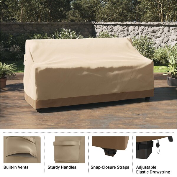 Pure Garden Outdoor Couch Cover - 76x33in Heavy-Duty 600D Polyester Canvas with UV 50+ and Waterproof Backing - 50-LG1305