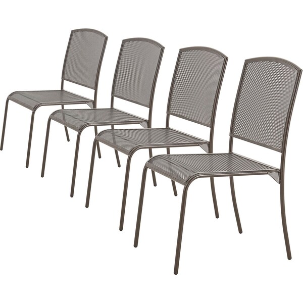Global Industrial Outdoor Restaurant Armless Stacking Chair, Steel Mesh, Bronze, 4PK - 262086BZ