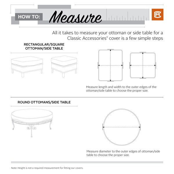 Classic Accessories Veranda Beige Patio Round Ottoman Cover, 22 in Dia x 23 in H - 55-999-361501-00