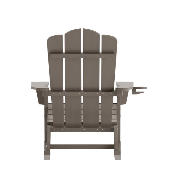 Flash Furniture Brown Adirondack Rocking Chair with Cupholder - LE-HMP-1044-31-BR-GG