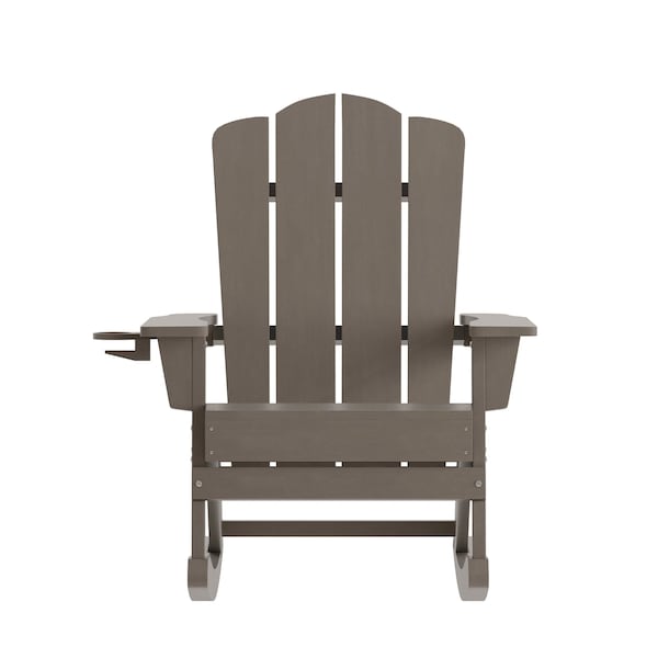 Flash Furniture Brown Adirondack Rocking Chair with Cupholder - LE-HMP-1044-31-BR-GG