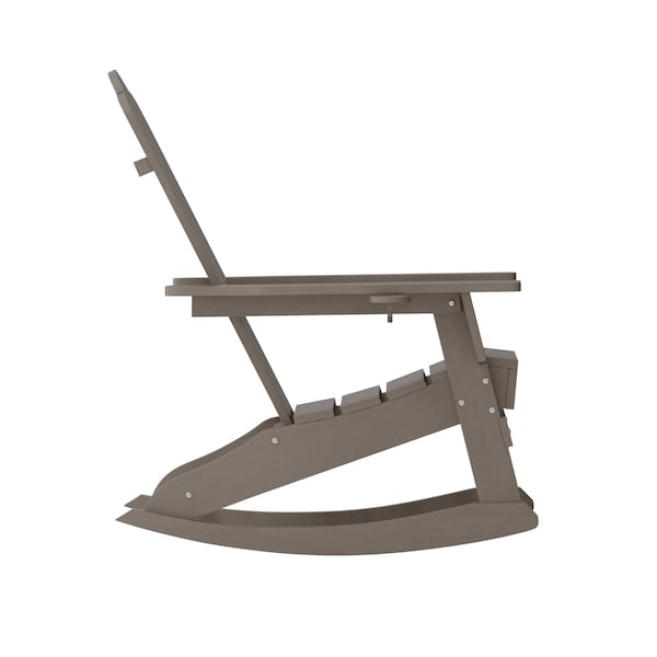 Flash Furniture Brown Adirondack Rocking Chair with Cupholder - LE-HMP-1044-31-BR-GG