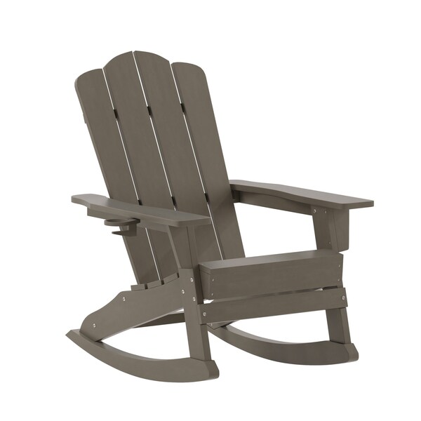 Flash Furniture Brown Adirondack Rocking Chair with Cupholder - LE-HMP-1044-31-BR-GG