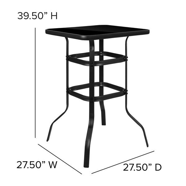 Flash Furniture 3 Piece Glass Bar Patio Table Set with 2 Barstools - TLH-073H092H-GR-GG