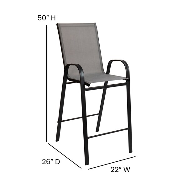 Flash Furniture 3 Piece Glass Bar Patio Table Set with 2 Barstools - TLH-073H092H-GR-GG