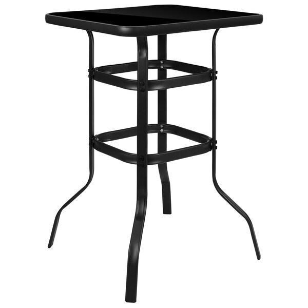 Flash Furniture 3 Piece Glass Bar Patio Table Set with 2 Barstools - TLH-073H092H-GR-GG