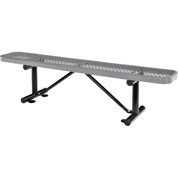 Global Industrial 6'L Flat Outdoor Bench, Expanded Metal, Gray - 277156GY