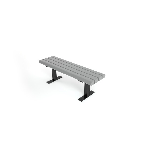 Frog Furnishings Gray 4' Creedside Bench Surface Mount w/ Black Frame - PB 4GRACRK
