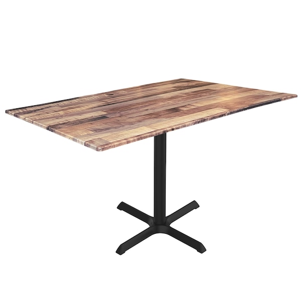 Holland Bar Stool Co 30 Tall OD211 Black Table Base w30x30 foot and 32x48 Rustic Top, IndoorOutdoor - OD211-3030BWODS3248RUSTIC