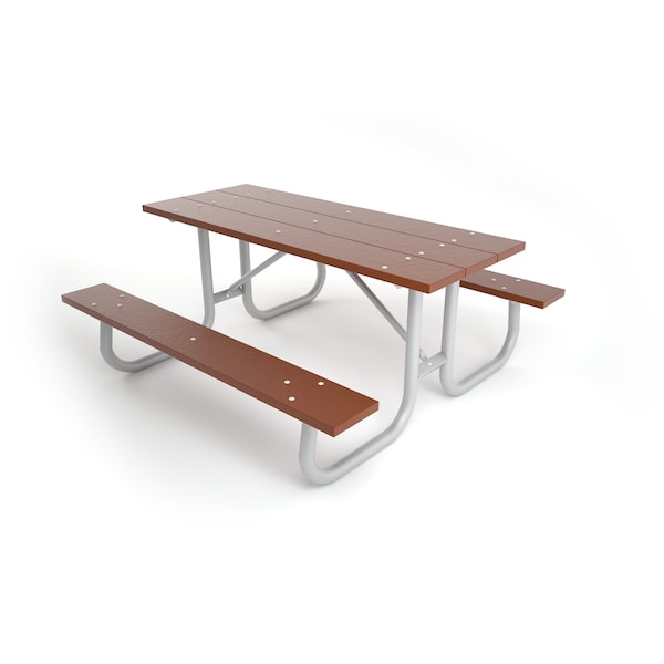 Frog Furnishings Brown 6' Galvanized Frame Table with Galvanized Frame - PB 6BROGFPIC
