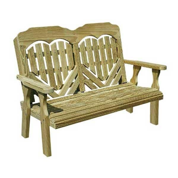 Creekvine Designs 53 in Treated Pine Heartback Garden Bench - FPB48HBCVD