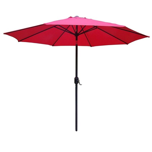 Bbq Innovations 9 ft. Metal Framed Umbrella with Crank & Tilt System - Red Color Top & Black Pole - BB3111196