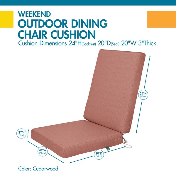 Classic Accessories Weekend 44" x 20" x 3" Dining Chair Cushions, Cedarwood - CCWCH44203