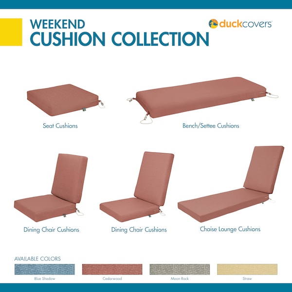 Classic Accessories Weekend 44" x 20" x 3" Dining Chair Cushions, Cedarwood - CCWCH44203