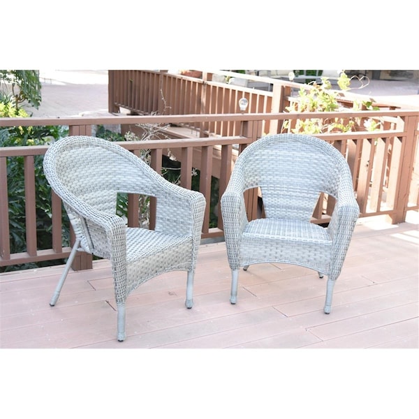 Jeco W00402G-2 Grey Resin Wicker Clark Single Chair without Cushion, 2PK - W00402G_2