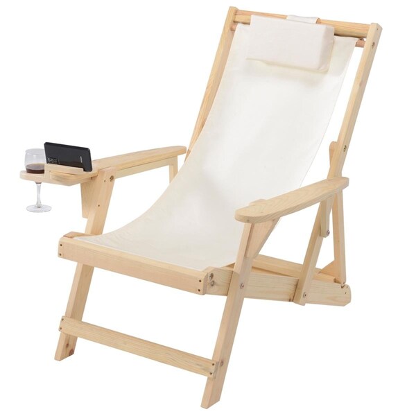 Bold Fontier Romantic Collection Canvas Sling Chair with Cup and Wine Holder - BO2690366
