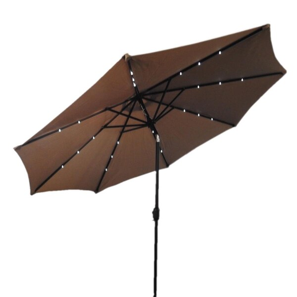 Cerrar AZ Patio Heaters Solar Market Umbrella with LED Lights in Tan - CE2771331