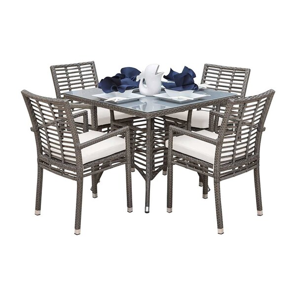 Panama Jack Outdoor Panama Jack Graphite 5-Piece Armchair Dining Set with Cushions - PJO-1601-GRY-5DA-CUSH