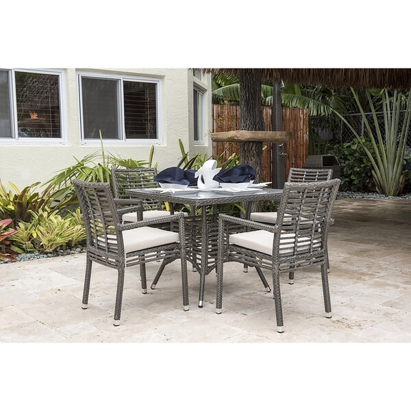 Panama Jack Outdoor Panama Jack Graphite 5-Piece Armchair Dining Set with Cushions - PJO-1601-GRY-5DA-CUSH