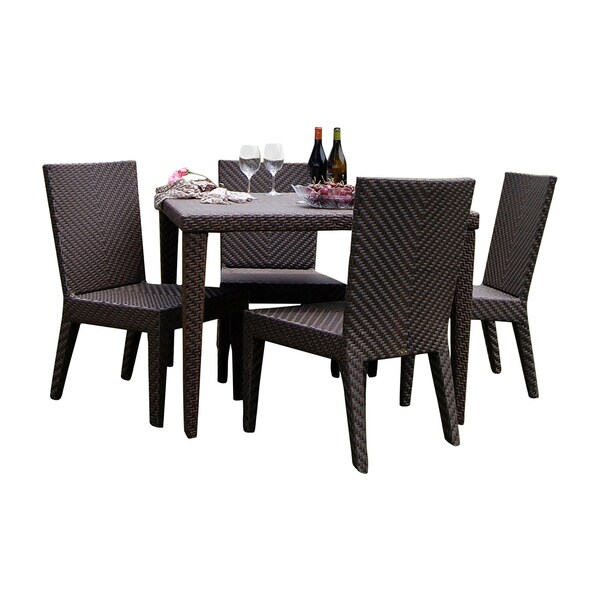 Hospitality Rattan Patio Soho 5-Piece Square Dining Side Chair Set with Cushions - 903-3309-JBP-5DS-CUSH