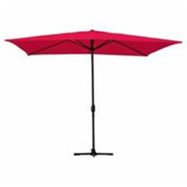 Propation 6.5 x 10 Ft. Aluminum Patio Market Umbrella Tilt with Crank - Red Fabric & Black Pole - PR648412