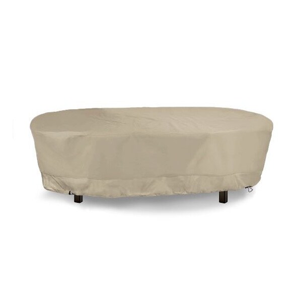 Eevelle Meridian Oval Table Set Cover, Khaki, 122 in L x 25.5 in W x 82 in H - MDTBLOVL_122L_82W_25H-KHA