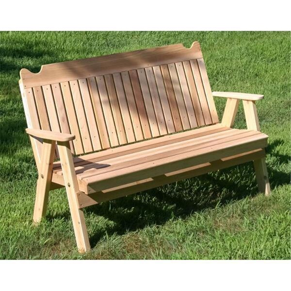 Creekvine Designs 6 ft Red Cedar Straight Back English Garden Bench - WF6SBB2CVD