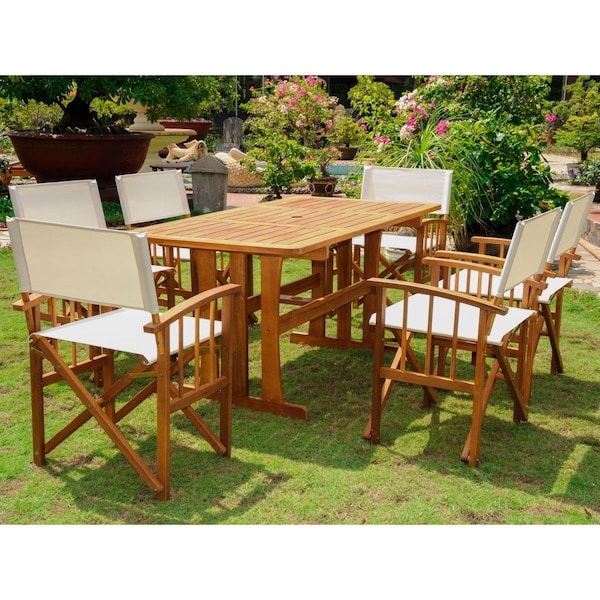 International Caravan Messina Acacia Wood Dining Group, Stain - 7 Piece - RE-07-FA-80A-6CH-STN