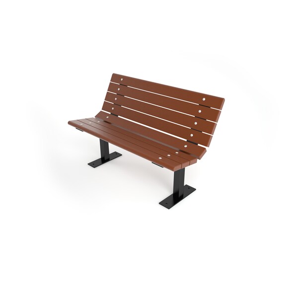 Frog Furnishings Brown 4' Contour Bench Surface Mount w/ Black Frame - PB 4BROBFCON