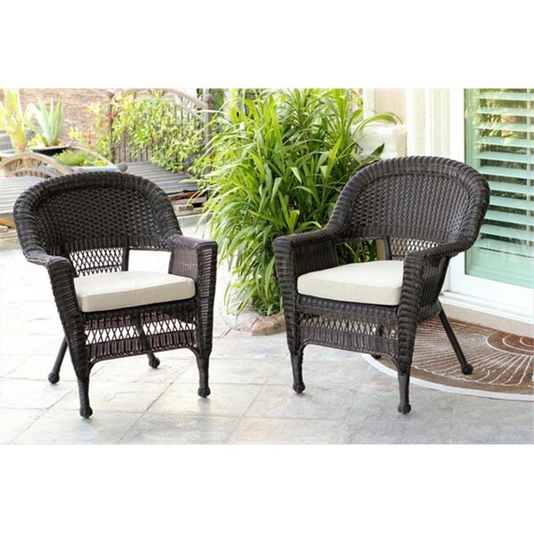Jeco W00205R-C-2-FS006 Honey Rocker Wicker Chair With Tan Cushion - Set 2 - W00205R-C_2-FS006
