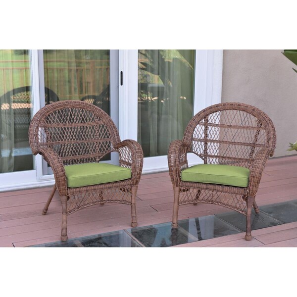 Propation W00210-C-2-FS029 Santa Maria Honey Wicker Chair with Green Cushion - PR1363953