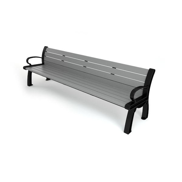 Frog Furnishings Gray 8' Heritage Bench with Black Frame - PB 8GRABFHER