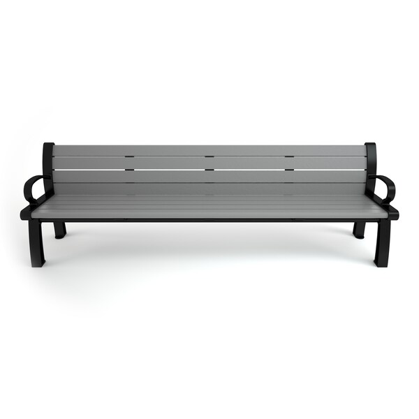 Frog Furnishings Gray 8' Heritage Bench with Black Frame - PB 8GRABFHER