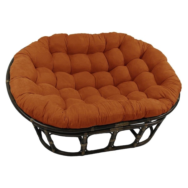 International Caravan 63 x 45 in. Rattan Double Papasan Chair with Microsuede Cushion, Orange - 3304-MS-SP