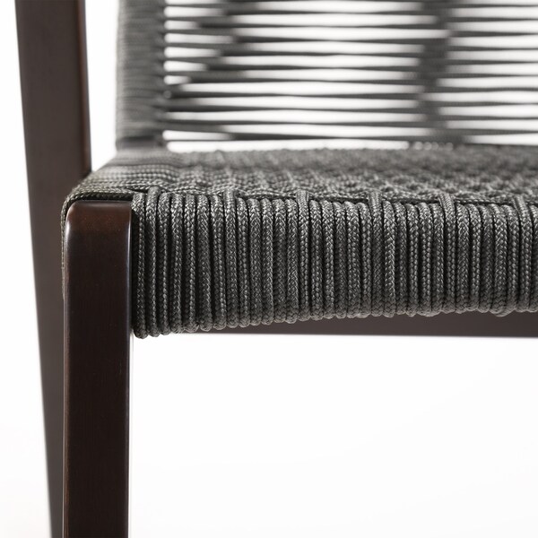 Armen Living Nabila Outdoor Dark Eucalyptus Wood and Gray Rope Counter and Bar height Stool - 840254333451