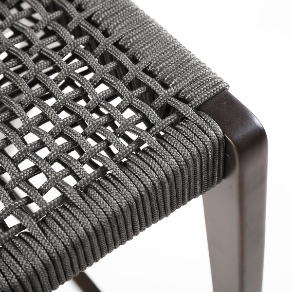 Armen Living Nabila Outdoor Dark Eucalyptus Wood and Gray Rope Counter and Bar height Stool - 840254333451