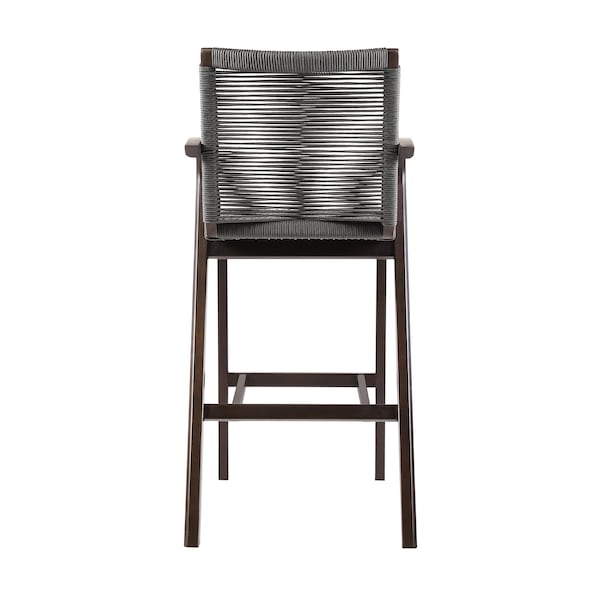 Armen Living Nabila Outdoor Dark Eucalyptus Wood and Gray Rope Counter and Bar height Stool - 840254333451