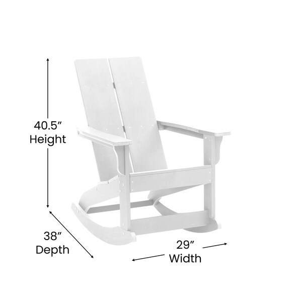 Flash Furniture 2 Modern White Adirondack Rockers & Side Table - JJ-C14709-2-T14001-WH-GG