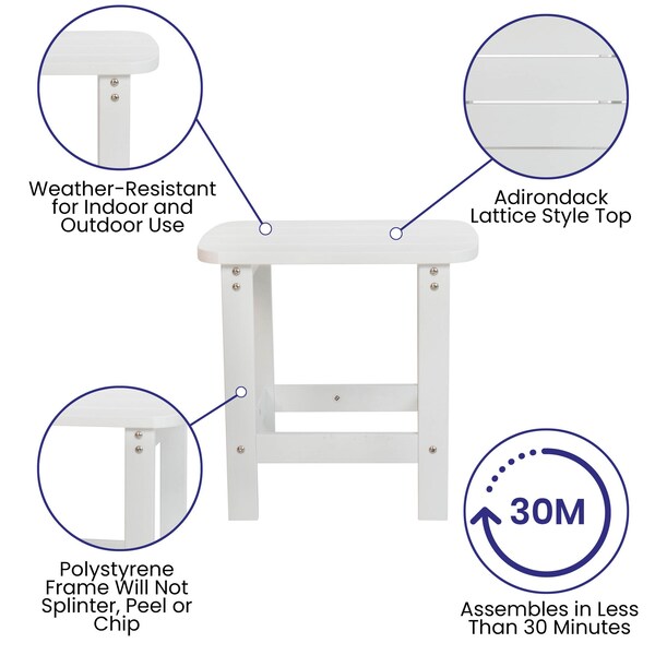 Flash Furniture 2 Modern White Adirondack Rockers & Side Table - JJ-C14709-2-T14001-WH-GG