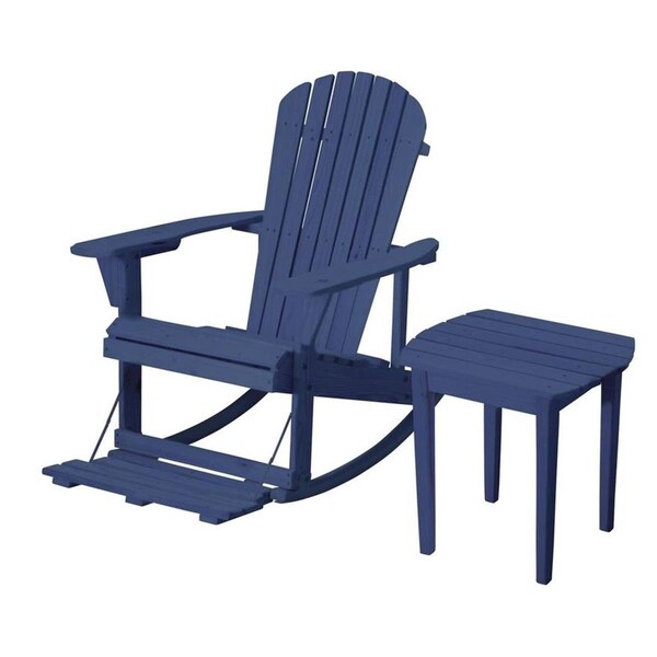 W Unlimited Zero Gravity Collection Adirondack Rocking Chair with Built-in Footrest, Navy Blue, 2PK - SW2007NV-R1ET1