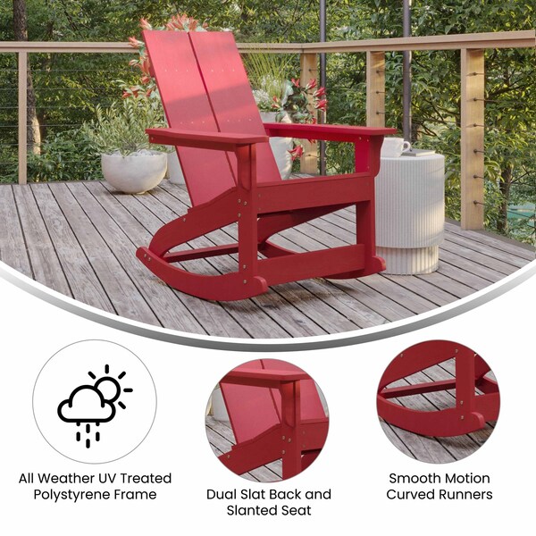 Flash Furniture Red Modern Poly Resin Adirondack Rockers, 2PK - JJ-C14709-RED-2-GG