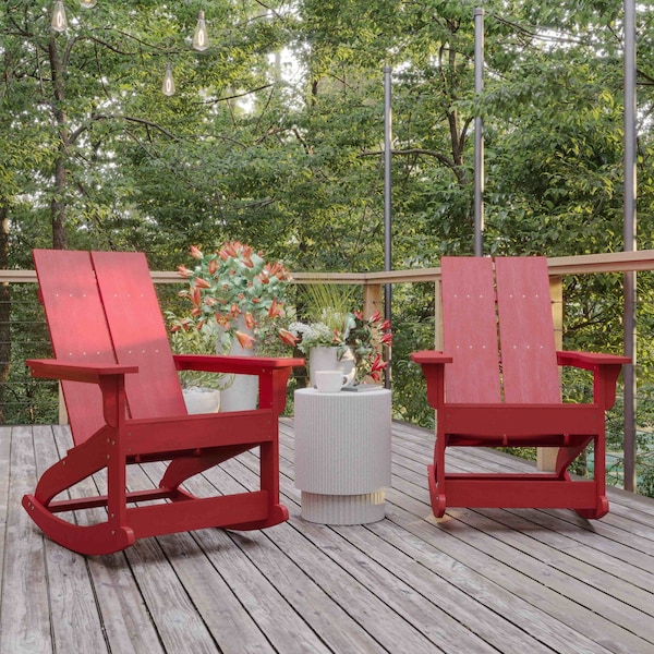 Flash Furniture Red Modern Poly Resin Adirondack Rockers, 2PK - JJ-C14709-RED-2-GG