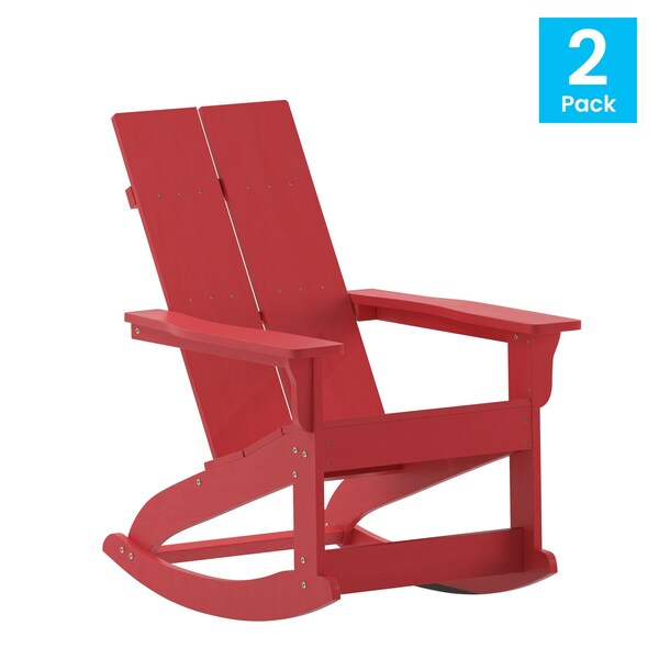 Flash Furniture Red Modern Poly Resin Adirondack Rockers, 2PK - JJ-C14709-RED-2-GG