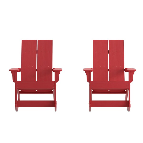 Flash Furniture Red Modern Poly Resin Adirondack Rockers, 2PK - JJ-C14709-RED-2-GG