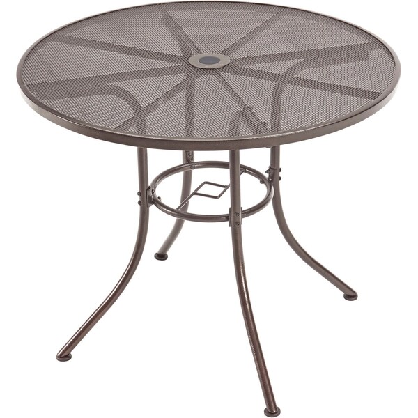 Global Industrial 36in Round Outdoor Table, Steel Mesh, Bronze - 262080BZ