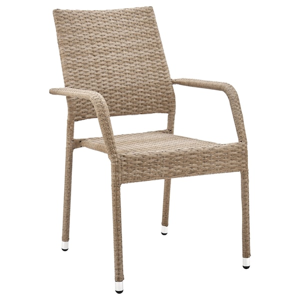 Manhattan Comfort 2-Piece Genoa Patio Dining Armchair in Nature Tan Weave - 2-OD-DC002-NE